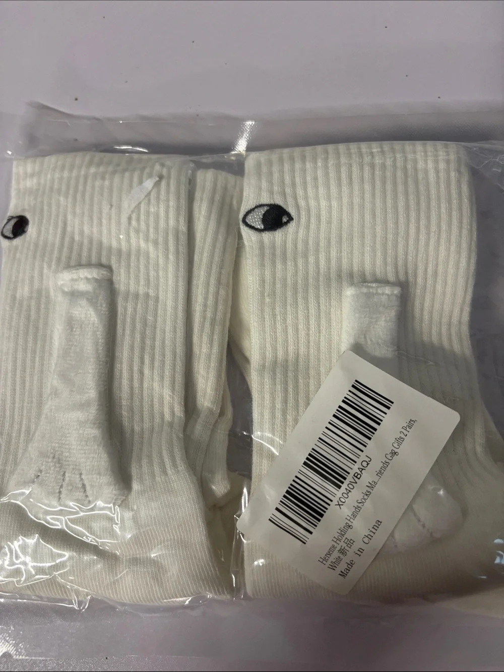 White  Crew Socks with Eye Detail